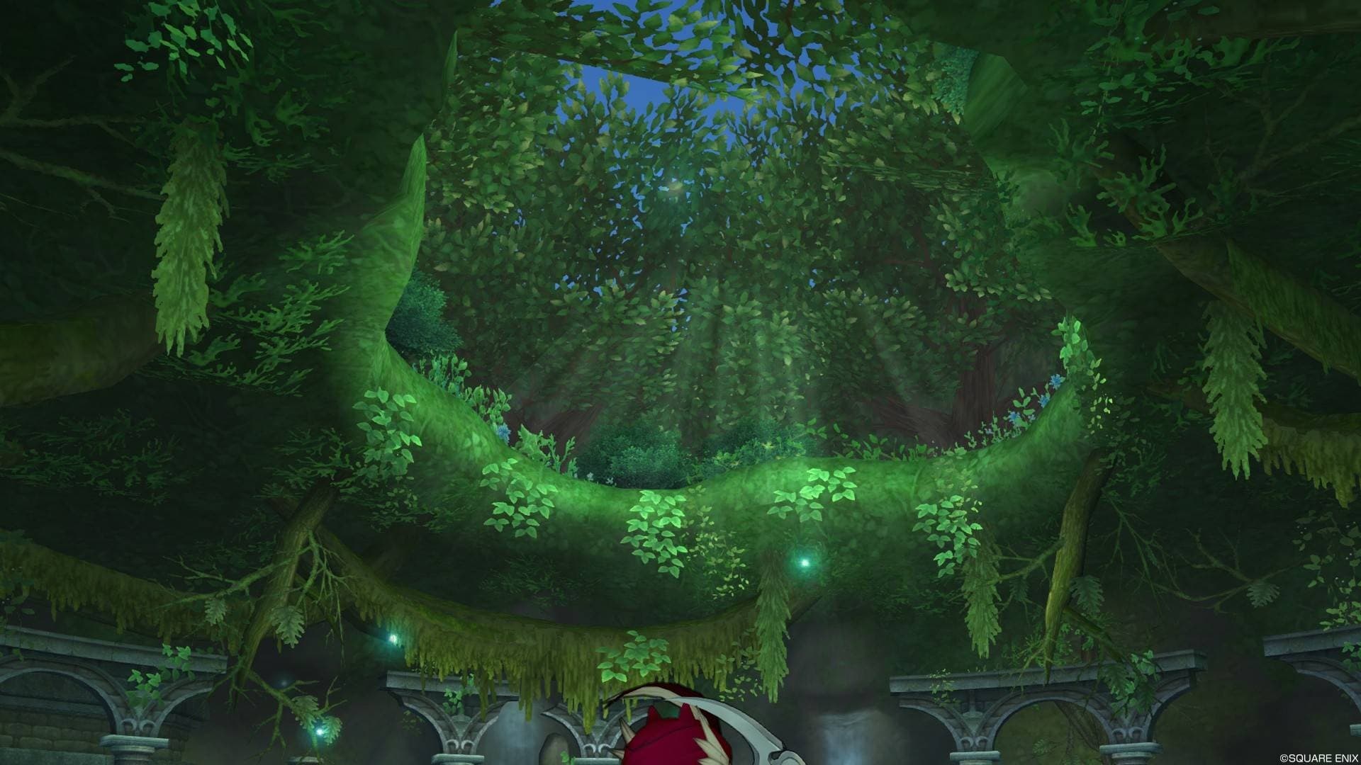 ゲーム内の光が差し込む緑の部屋