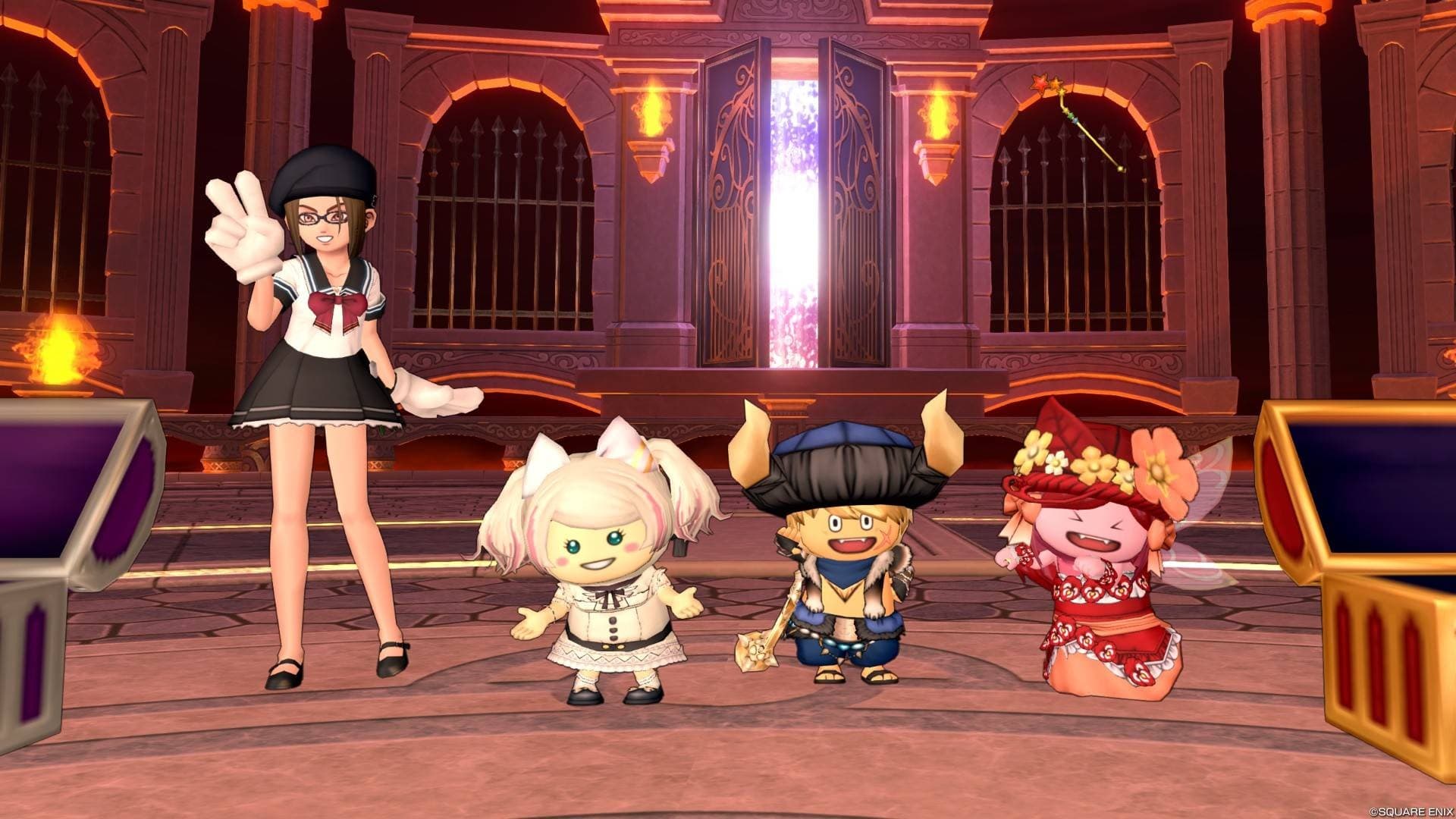 ゲーム内キャラクターたちの集合シーン