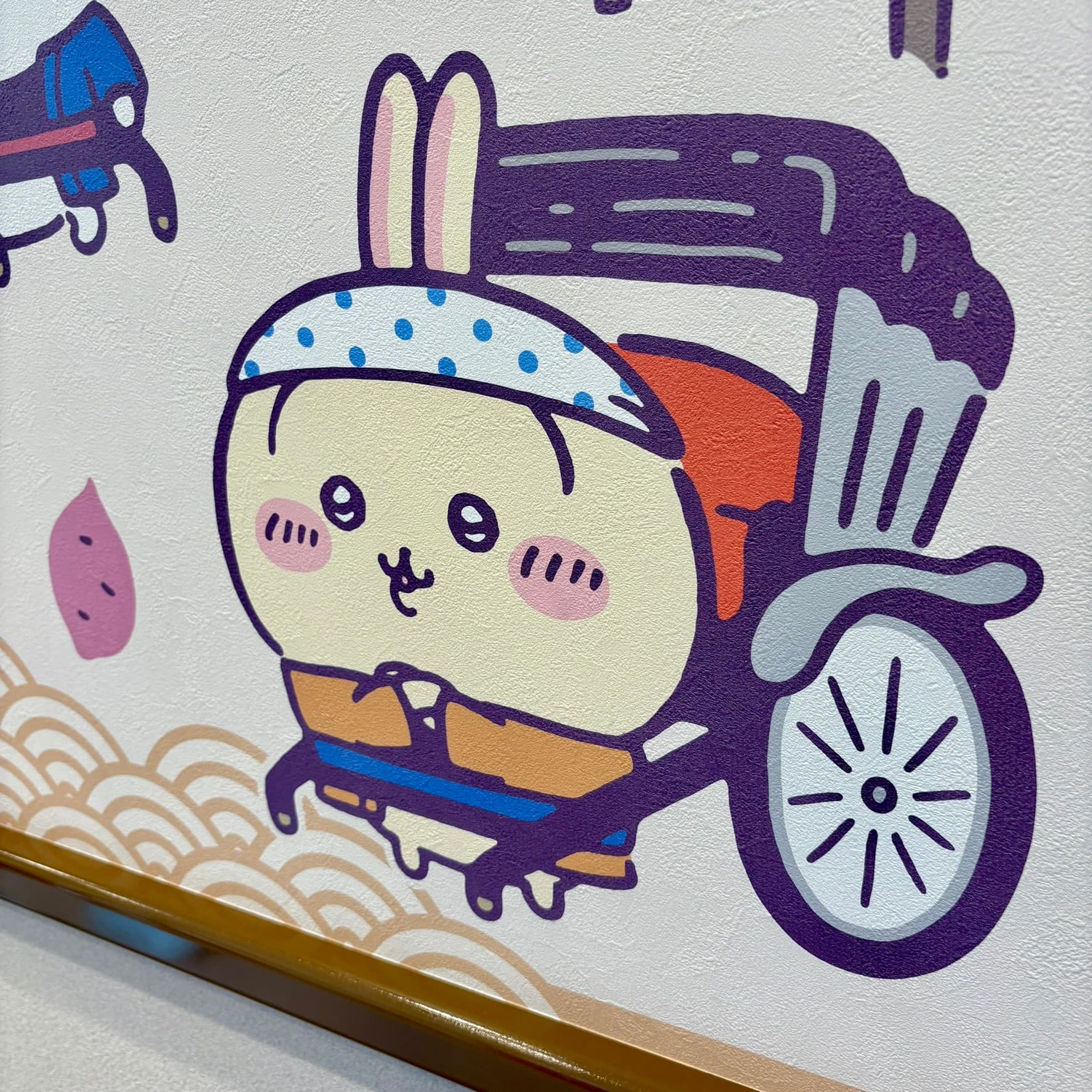 ちいかわのうさぎ人力車のイラスト