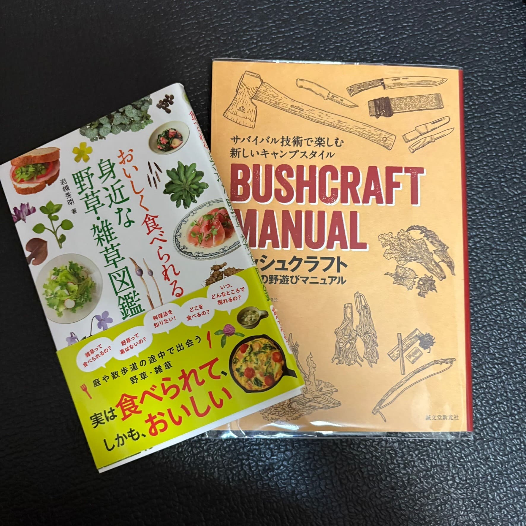 野草図鑑とBUSHCRAFT MANUALの本2冊